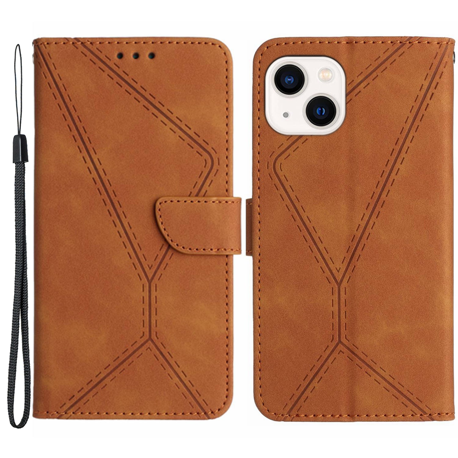 HT05 Wallet Cover for iPhone 14 Skin-touch Full Protection Phone Case PU Leather Shell HT05 Wallet Cover for iPhone 14 Skin-touch Full Protection Phone Case PU Leather Shell